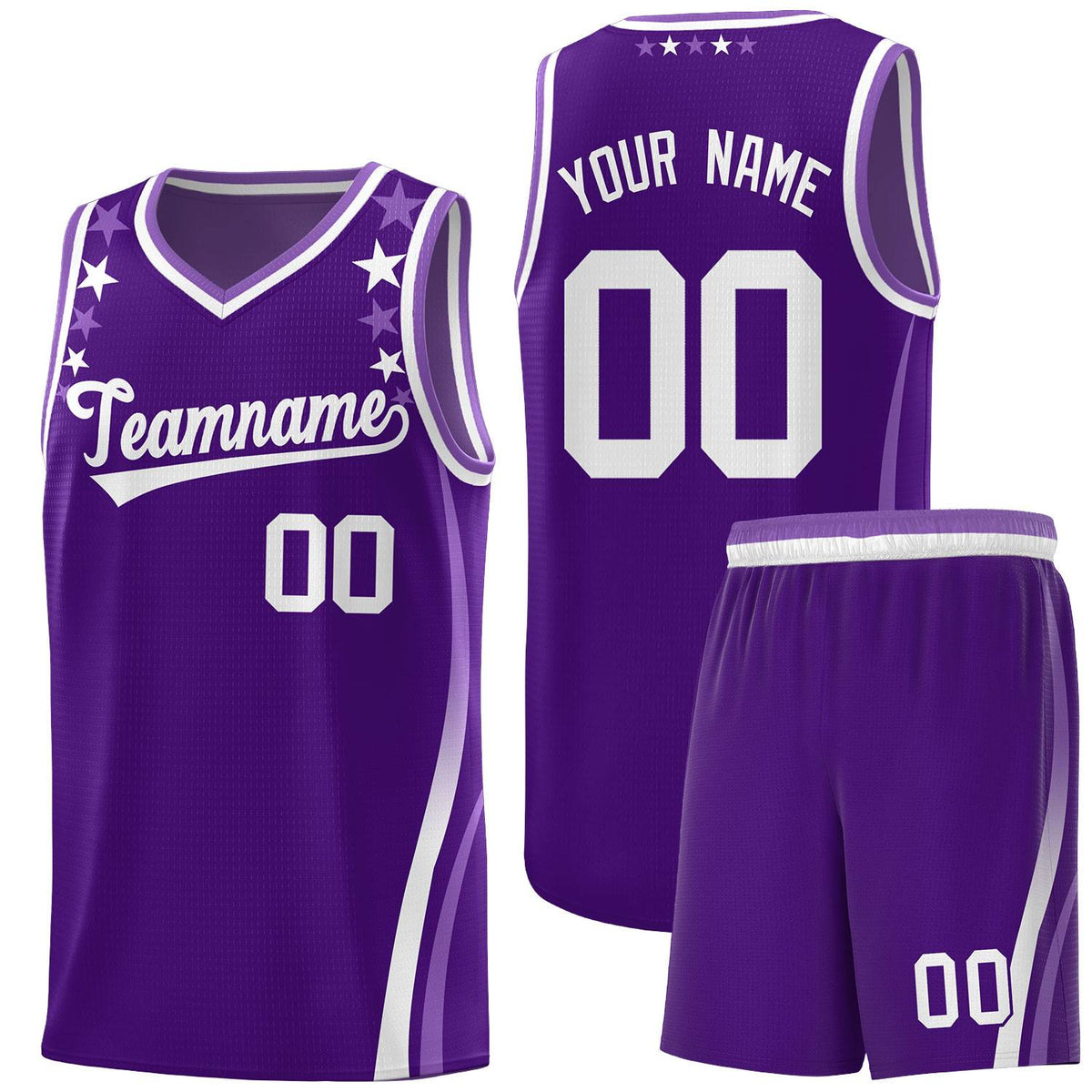 Custom Purple Shoulders Star Pattern Side Color Block Sports Uniform Basketball Jersey|KXKSHOP