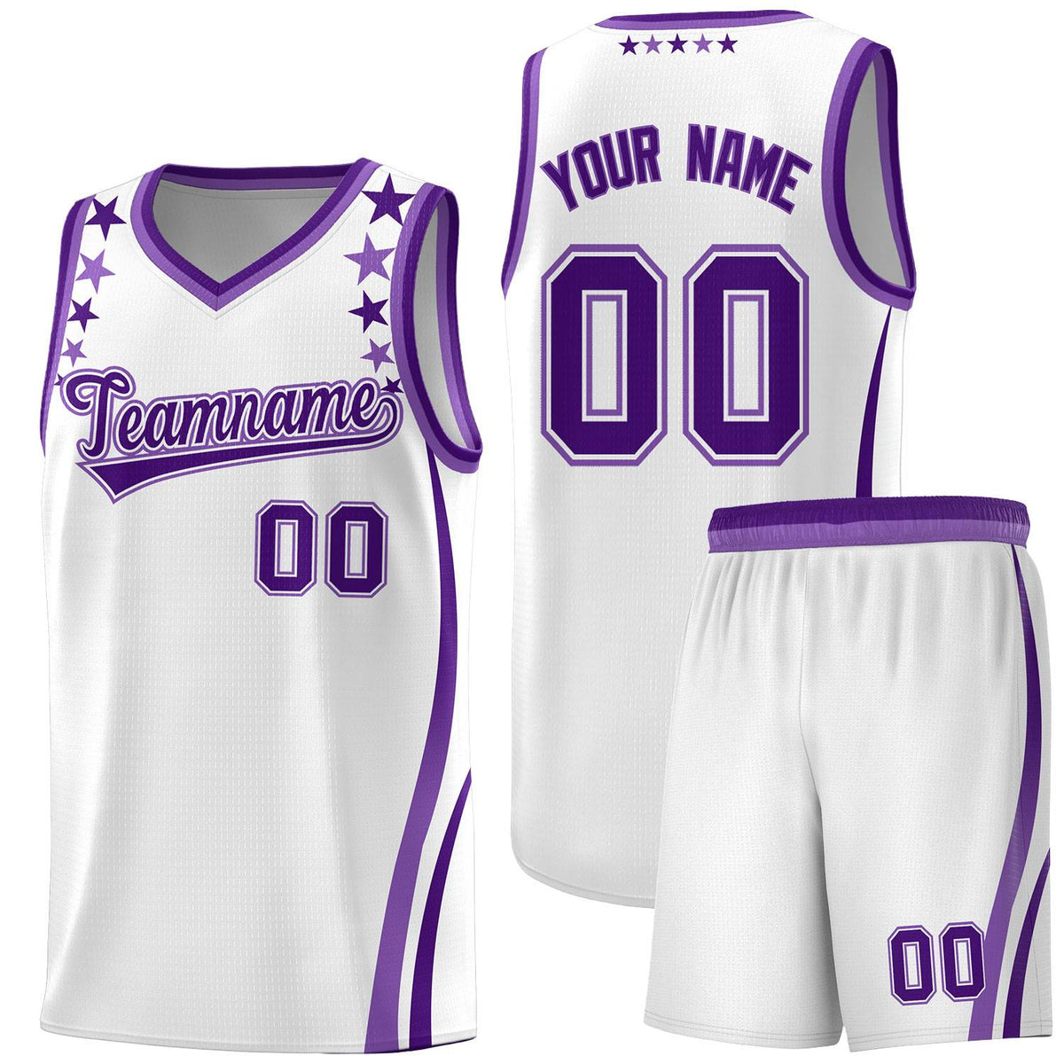 Custom White Shoulders Star Pattern Side Color Block Sports Uniform Basketball Jersey|KXKSHOP