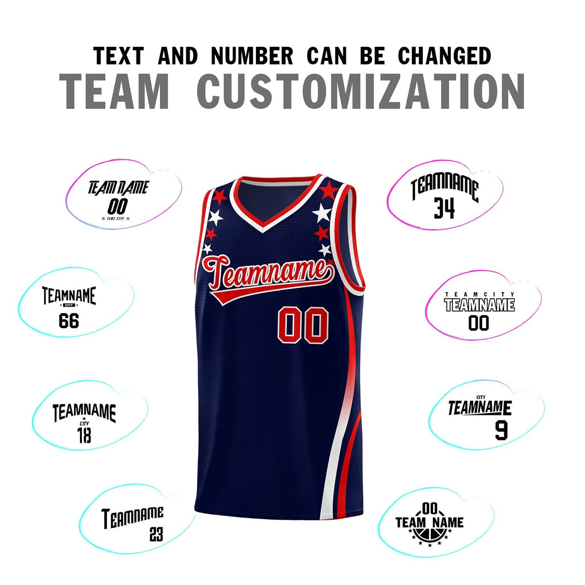Custom Navy Shoulders Star Pattern Side Color Block Sports Uniform Basketball Jersey|KXKSHOP
