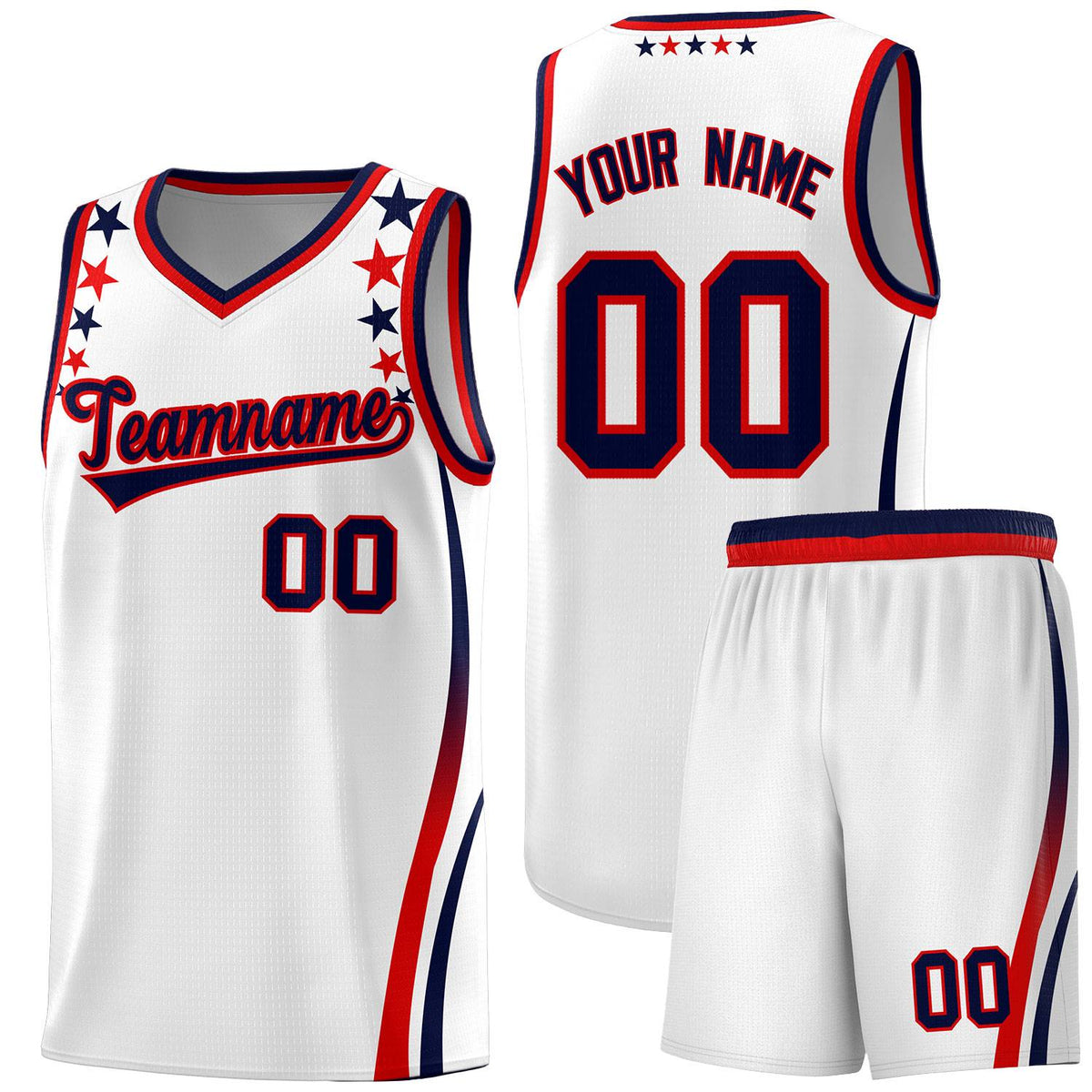 Custom White Shoulders Star Pattern Side Color Block Sports Uniform Basketball Jersey|KXKSHOP