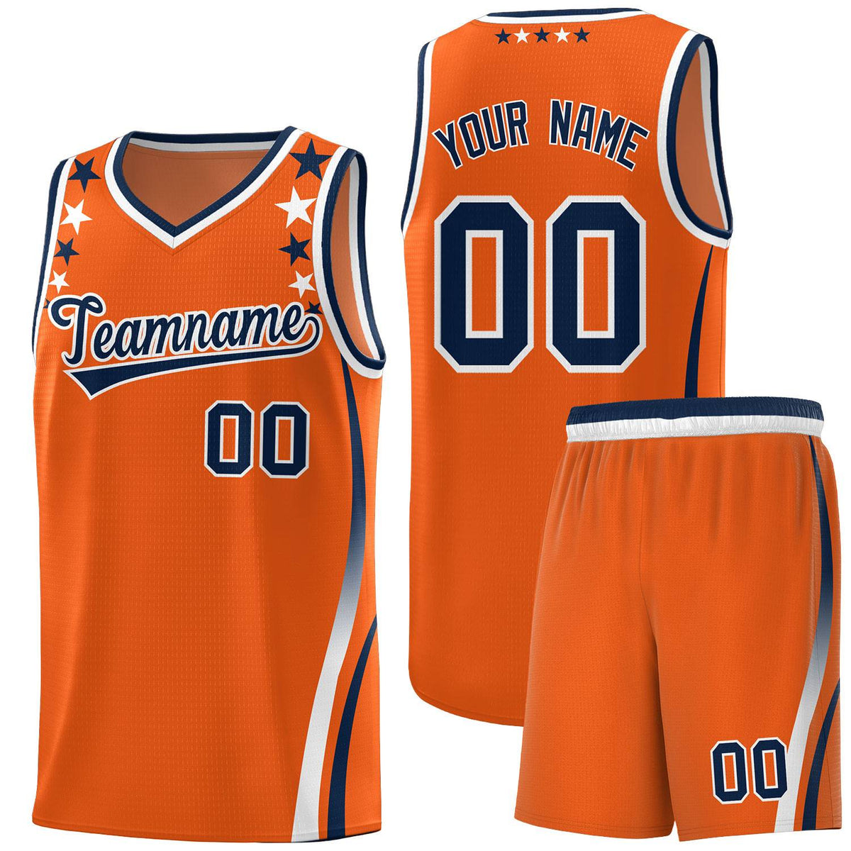 Custom Orange Shoulders Star Pattern Side Color Block Sports Uniform Basketball Jersey|KXKSHOP