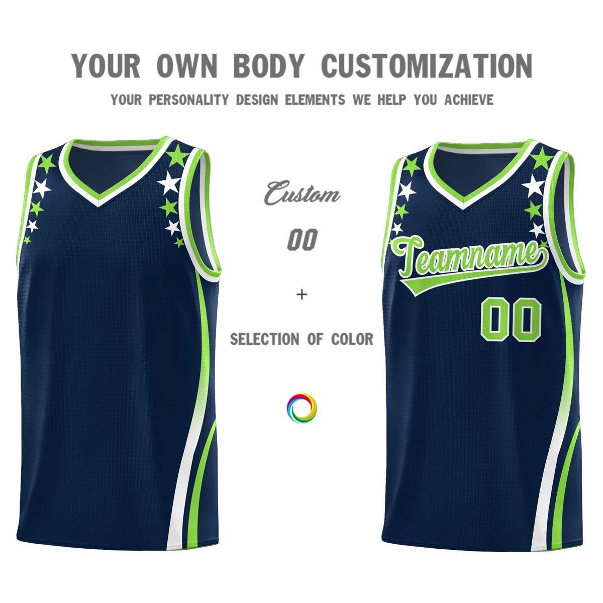 Custom Navy Shoulders Star Pattern Side Color Block Sports Uniform Basketball Jersey|KXKSHOP