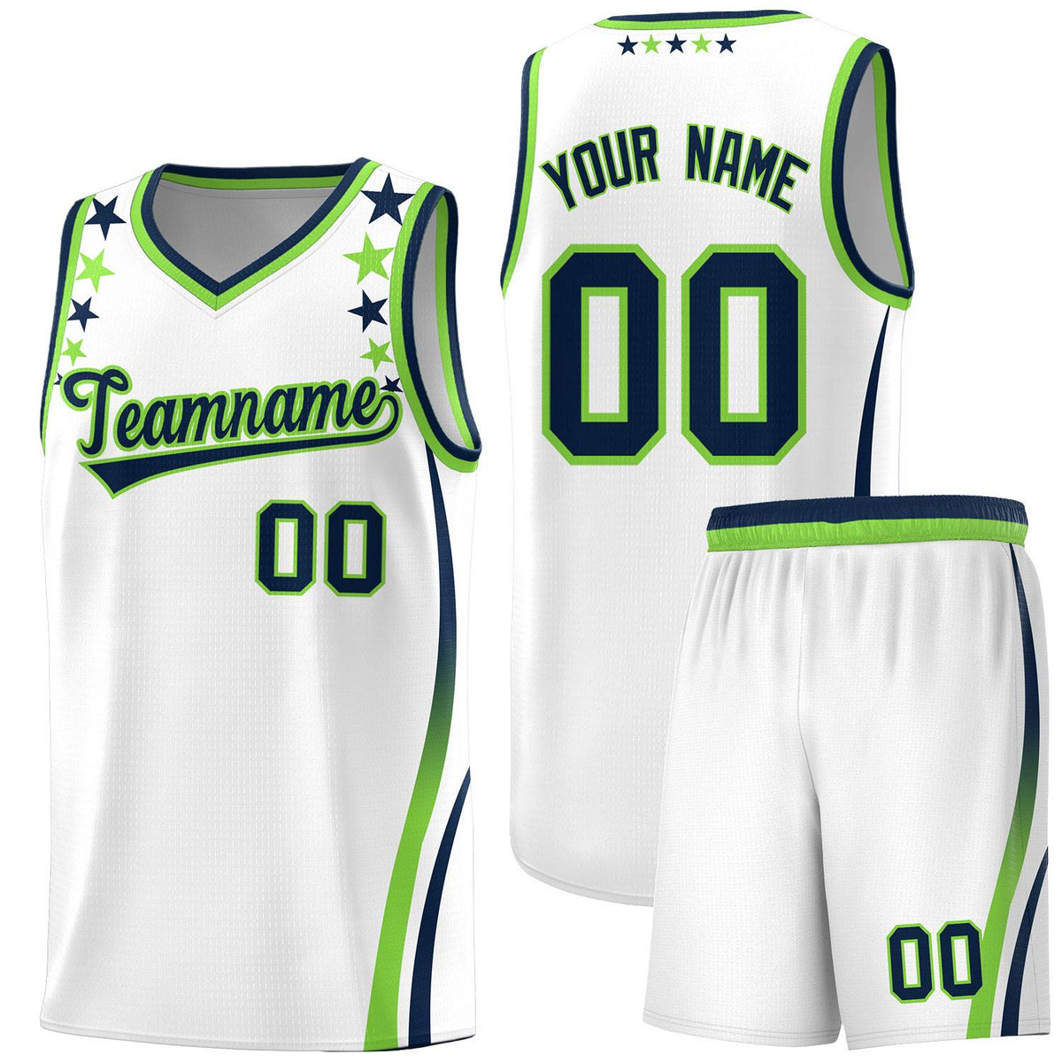 Custom White Shoulders Star Pattern Side Color Block Sports Uniform Basketball Jersey|KXKSHOP