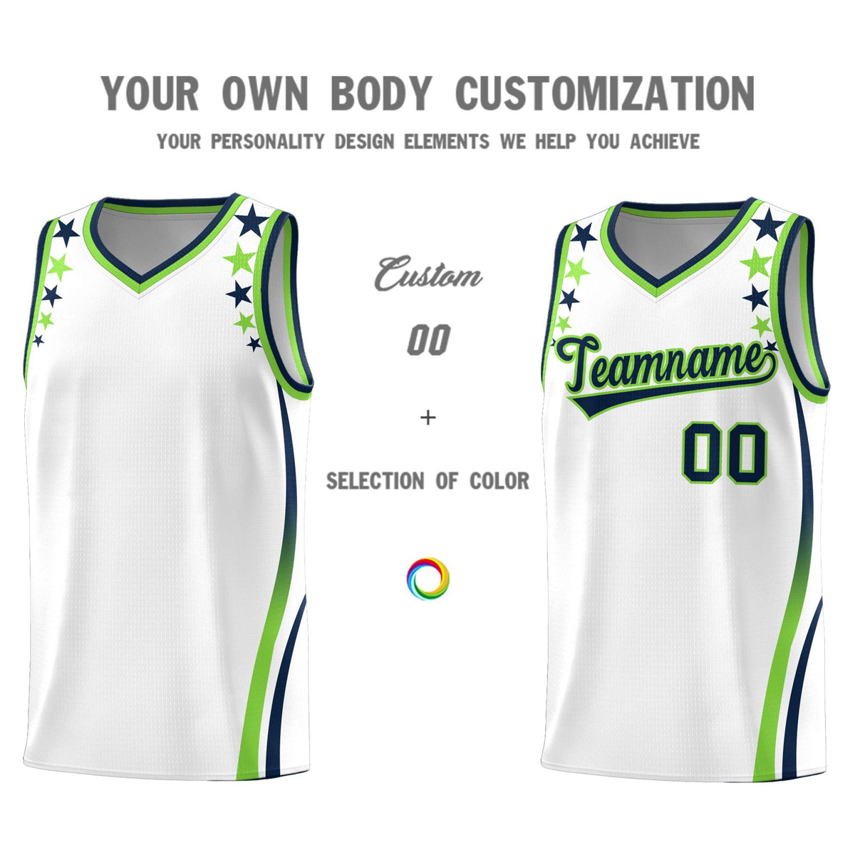 Custom White Shoulders Star Pattern Side Color Block Sports Uniform Basketball Jersey|KXKSHOP