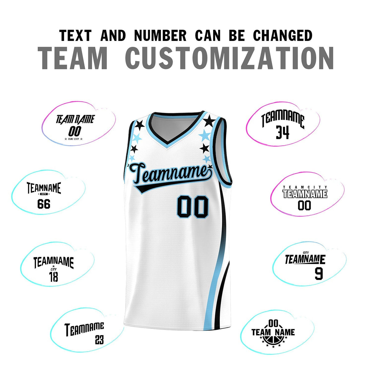 Custom White Shoulders Star Pattern Side Color Block Sports Uniform Basketball Jersey|KXKSHOP