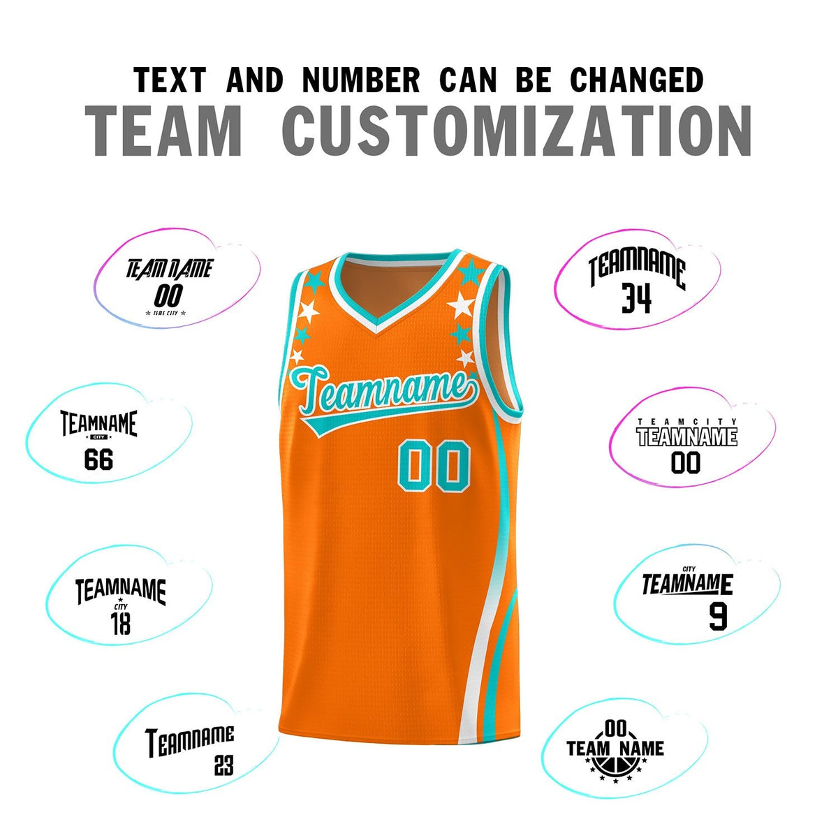 Custom Orange Shoulders Star Pattern Side Color Block Sports Uniform Basketball Jersey|KXKSHOP