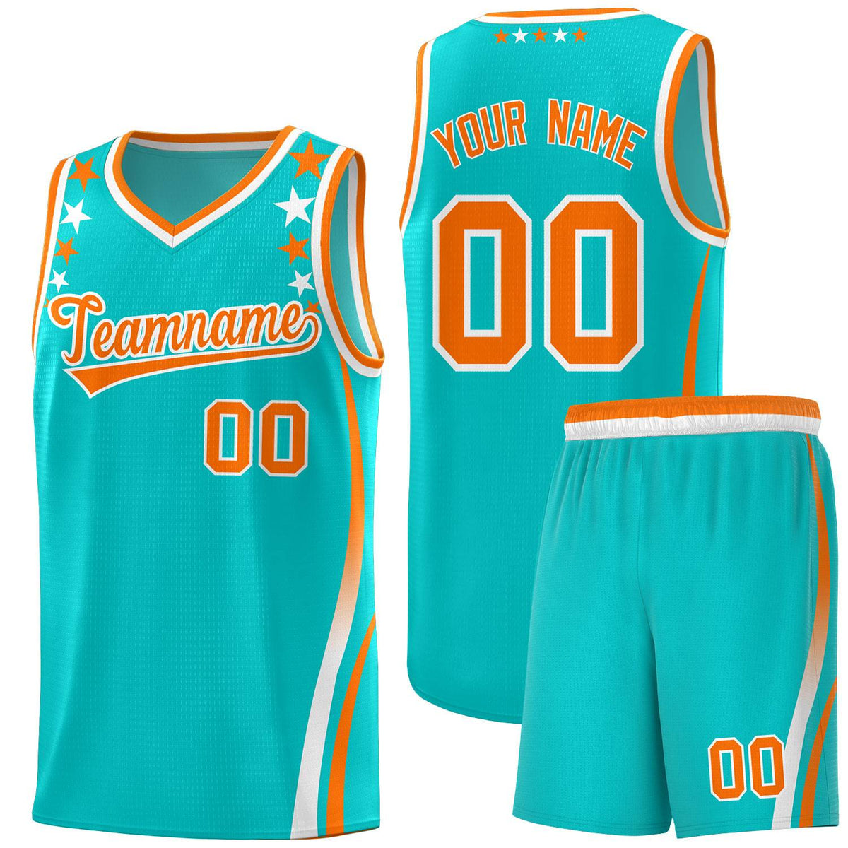 Custom Sky Blue Shoulders Star Pattern Side Color Block Sports Uniform Basketball Jersey|KXKSHOP