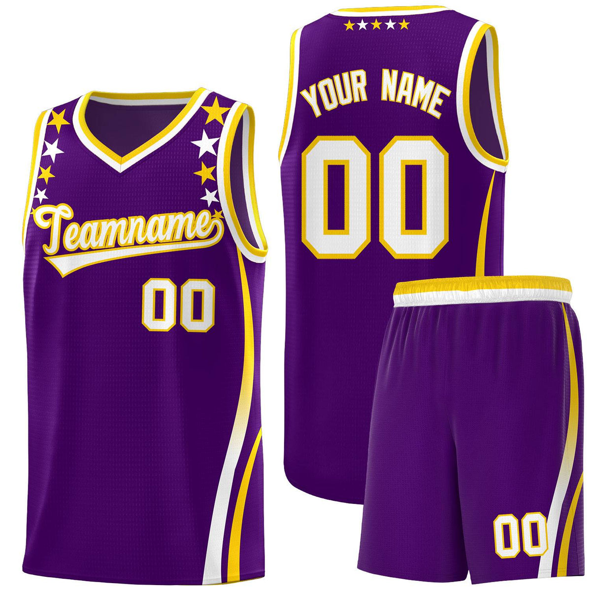 Custom Purple Shoulders Star Pattern Side Color Block Sports Uniform Basketball Jersey|KXKSHOP