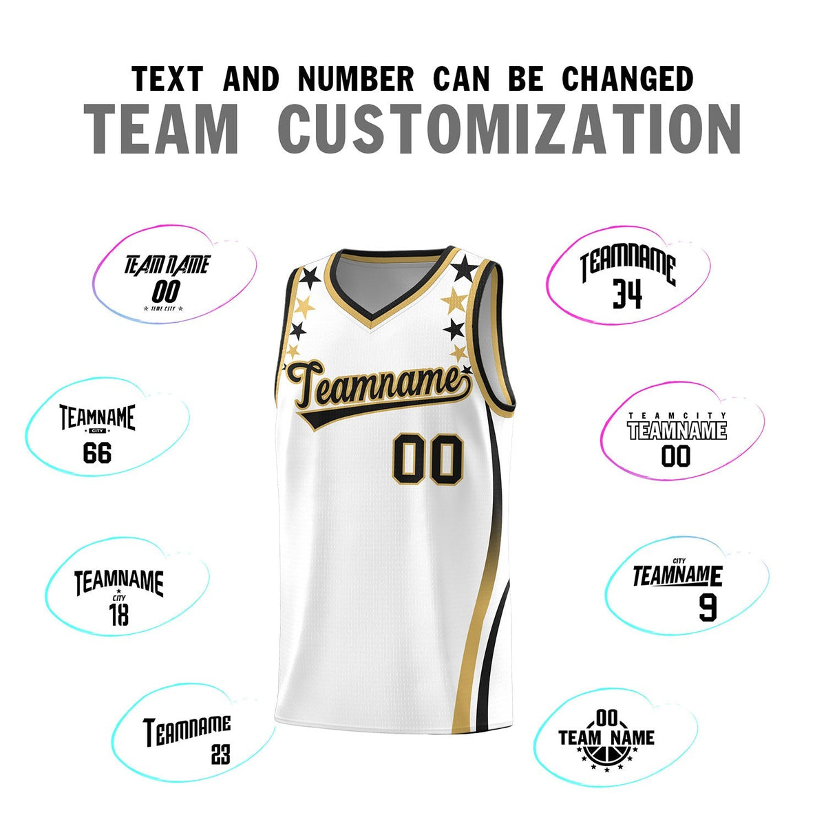 Custom White Shoulders Star Pattern Side Color Block Sports Uniform Basketball Jersey|KXKSHOP