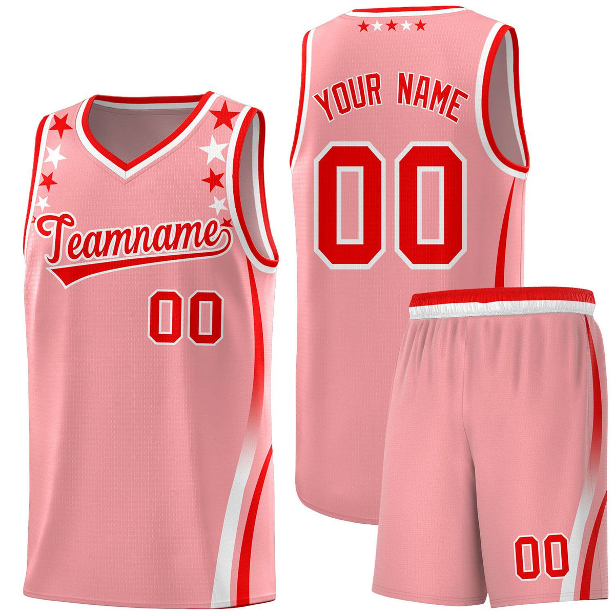 Custom Pink Shoulders Star Pattern Side Color Block Sports Uniform Basketball Jersey|KXKSHOP