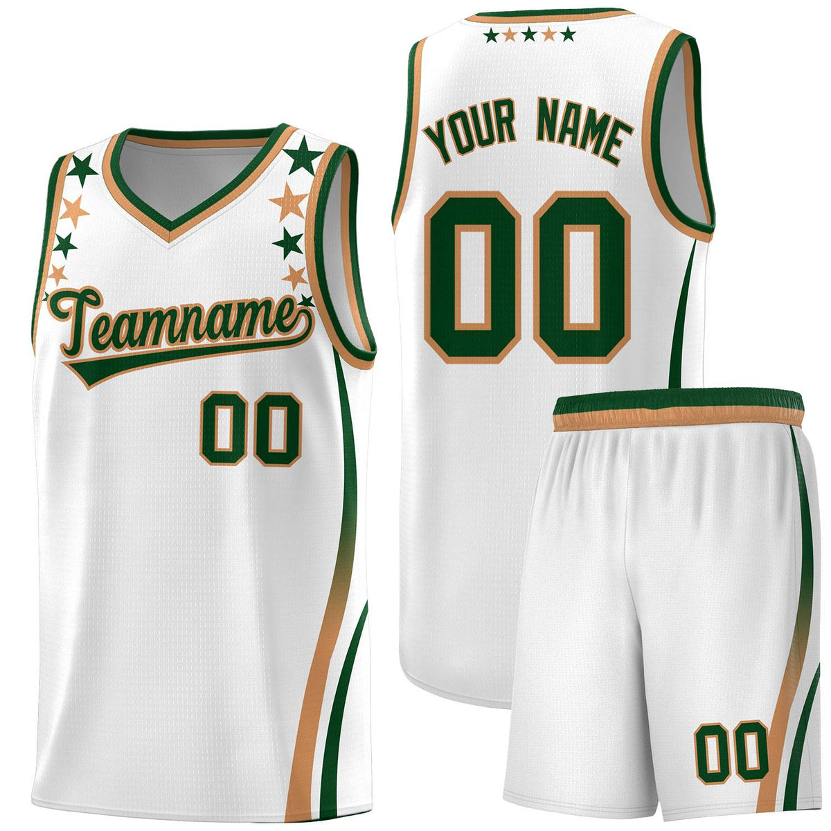 Custom White Shoulders Star Pattern Side Color Block Sports Uniform Basketball Jersey|KXKSHOP