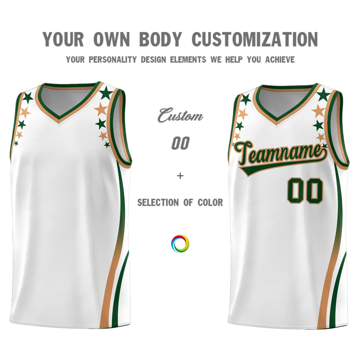 Custom White Shoulders Star Pattern Side Color Block Sports Uniform Basketball Jersey|KXKSHOP
