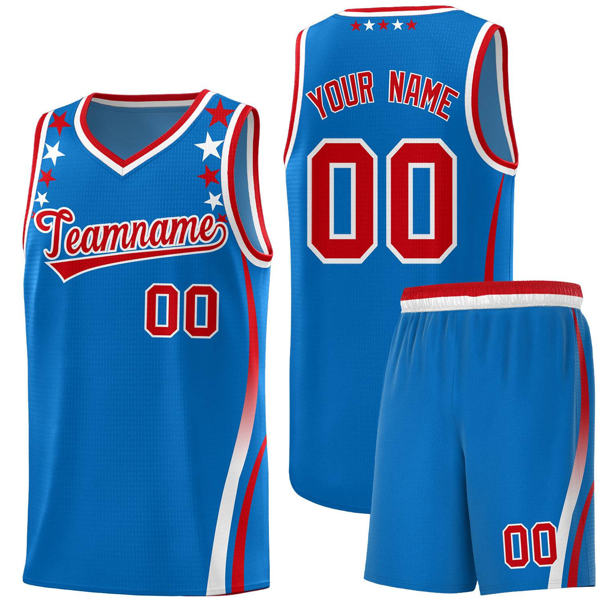 Custom Royal Shoulders Star Pattern Side Color Block Sports Uniform Basketball Jersey|KXKSHOP