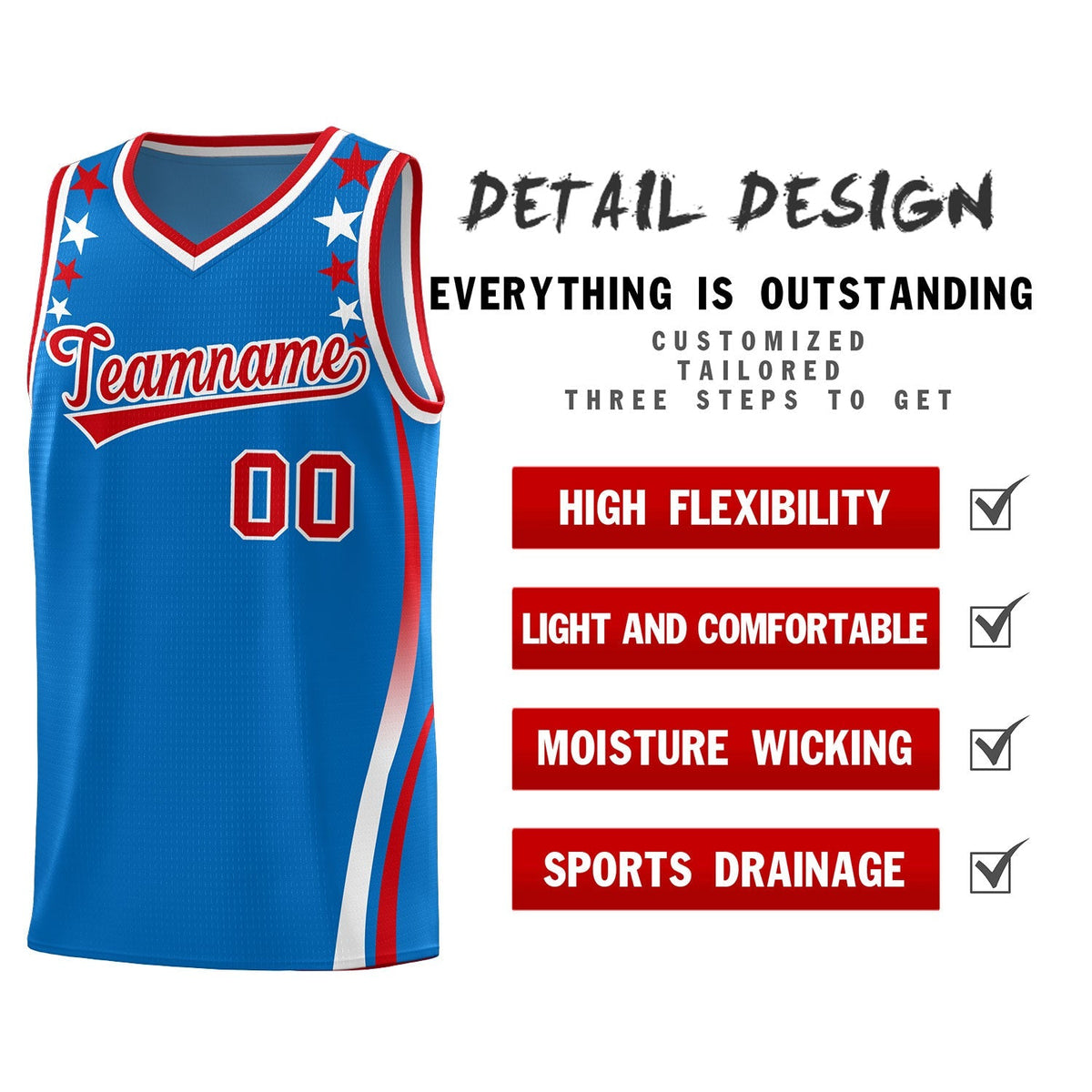 Custom Royal Shoulders Star Pattern Side Color Block Sports Uniform Basketball Jersey|KXKSHOP