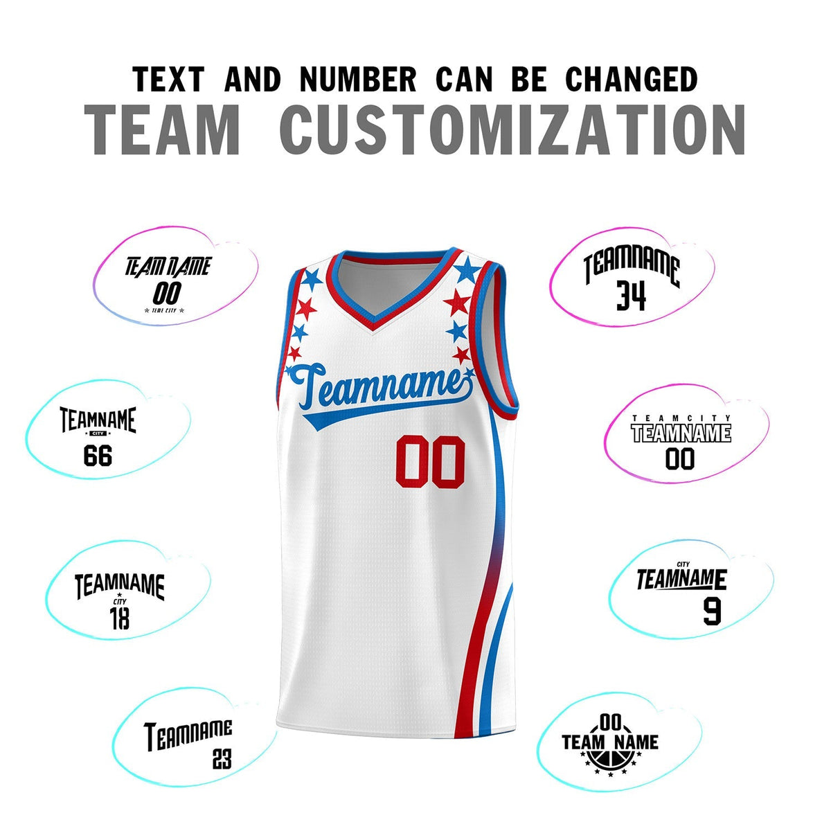 Custom White Shoulders Star Pattern Side Color Block Sports Uniform Basketball Jersey|KXKSHOP