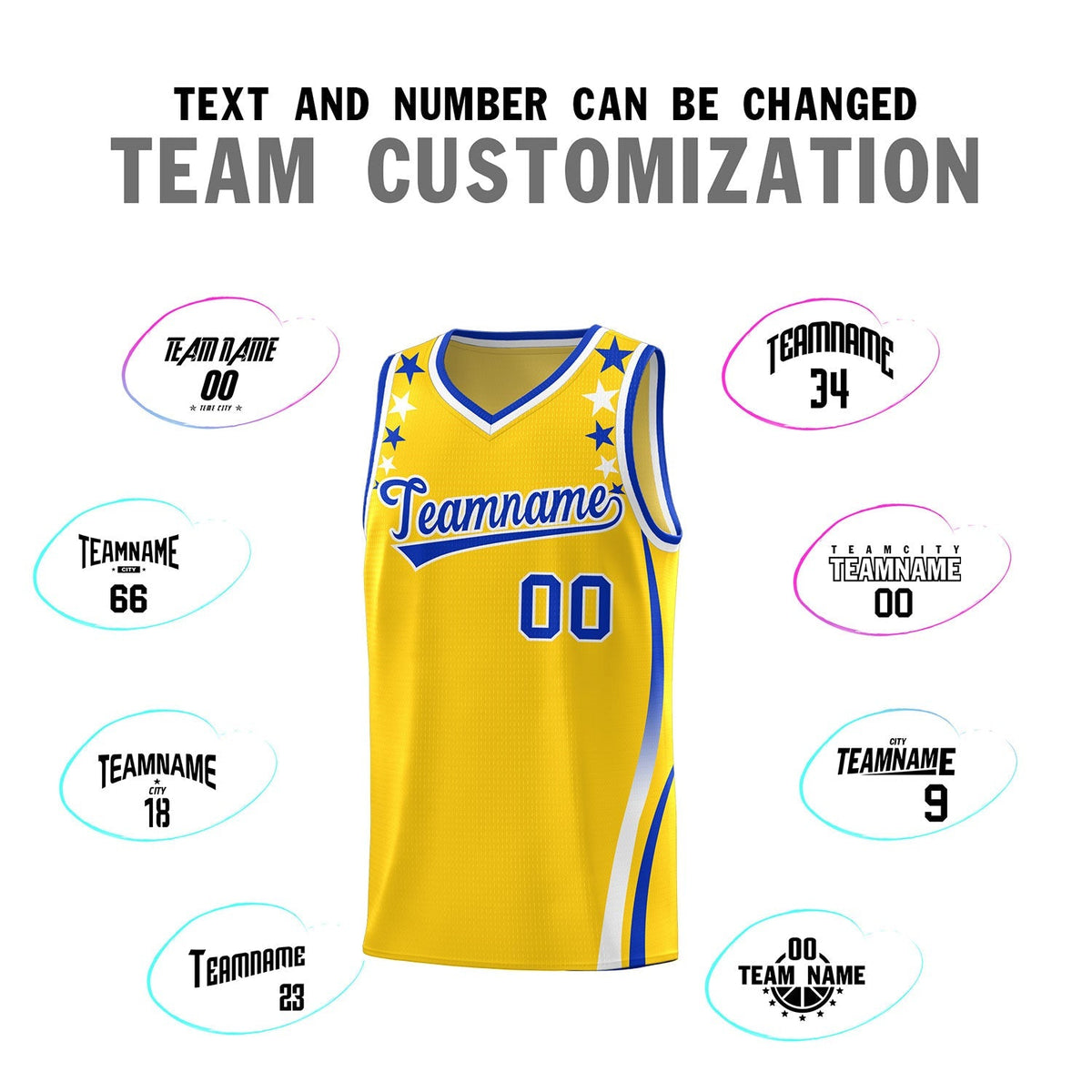 Custom Gold Shoulders Star Pattern Side Color Block Sports Uniform Basketball Jersey|KXKSHOP