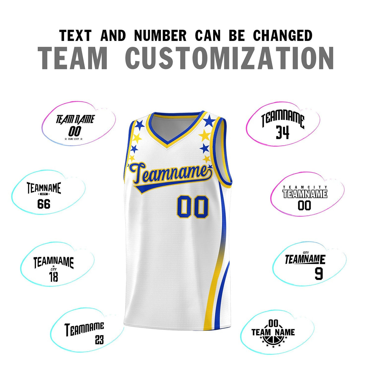 Custom White Shoulders Star Pattern Side Color Block Sports Uniform Basketball Jersey|KXKSHOP
