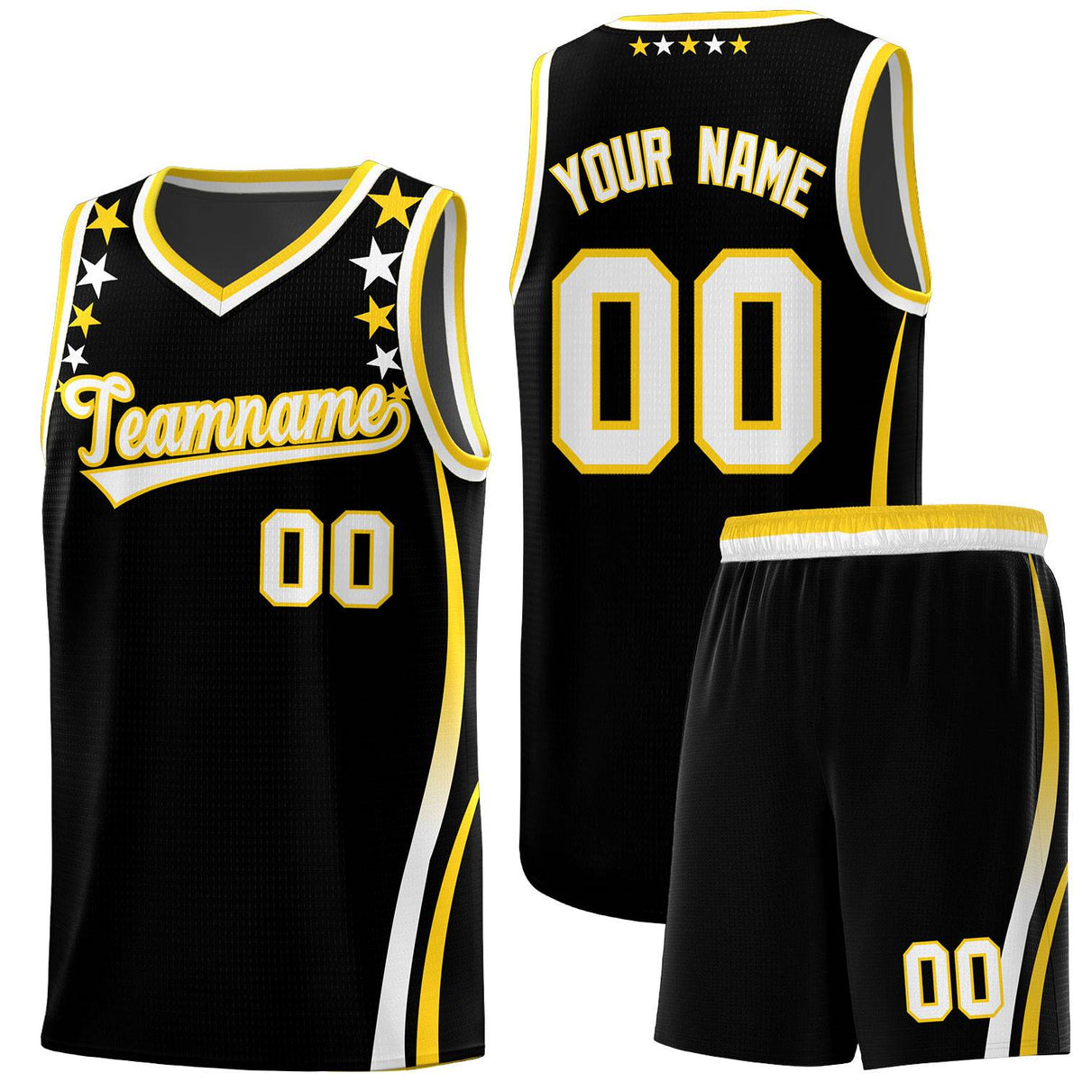 Custom Black Shoulders Star Pattern Side Color Block Sports Uniform Basketball Jersey|KXKSHOP