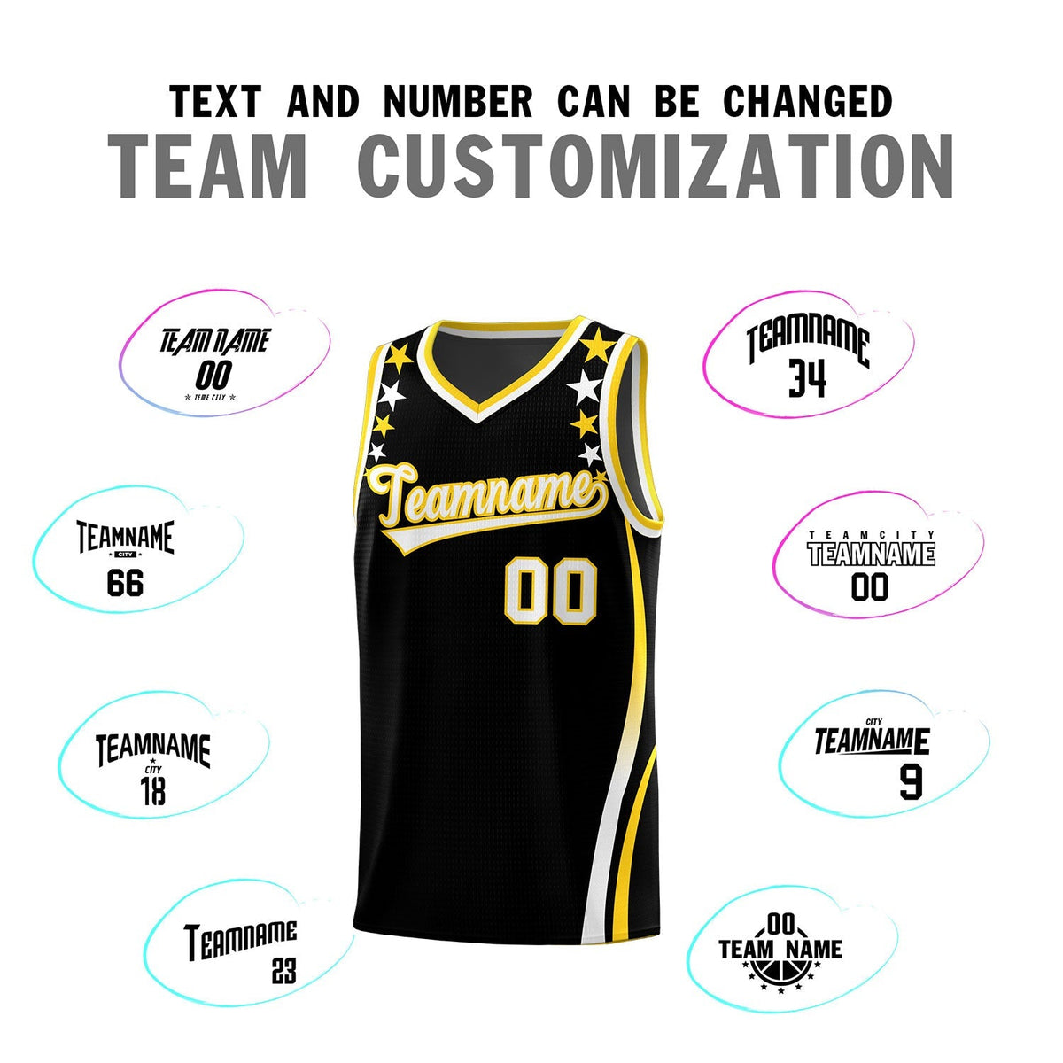 Custom Black Shoulders Star Pattern Side Color Block Sports Uniform Basketball Jersey|KXKSHOP