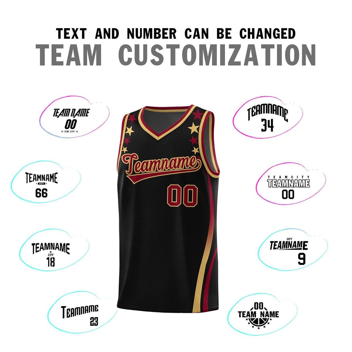 Custom Black Shoulders Star Pattern Side Color Block Sports Uniform Basketball Jersey|KXKSHOP