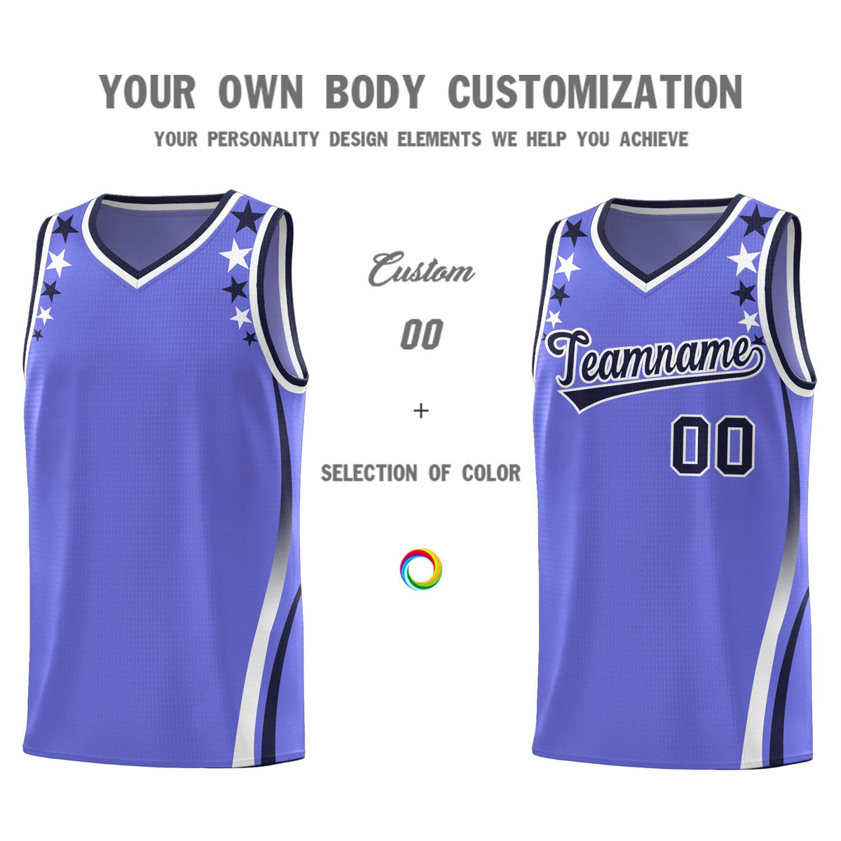 Custom Purple Shoulders Star Pattern Side Color Block Sports Uniform Basketball Jersey|KXKSHOP