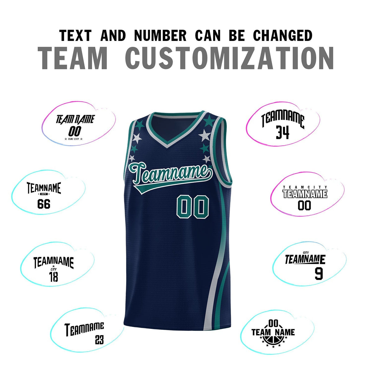 Custom Navy Shoulders Star Pattern Side Color Block Sports Uniform Basketball Jersey|KXKSHOP