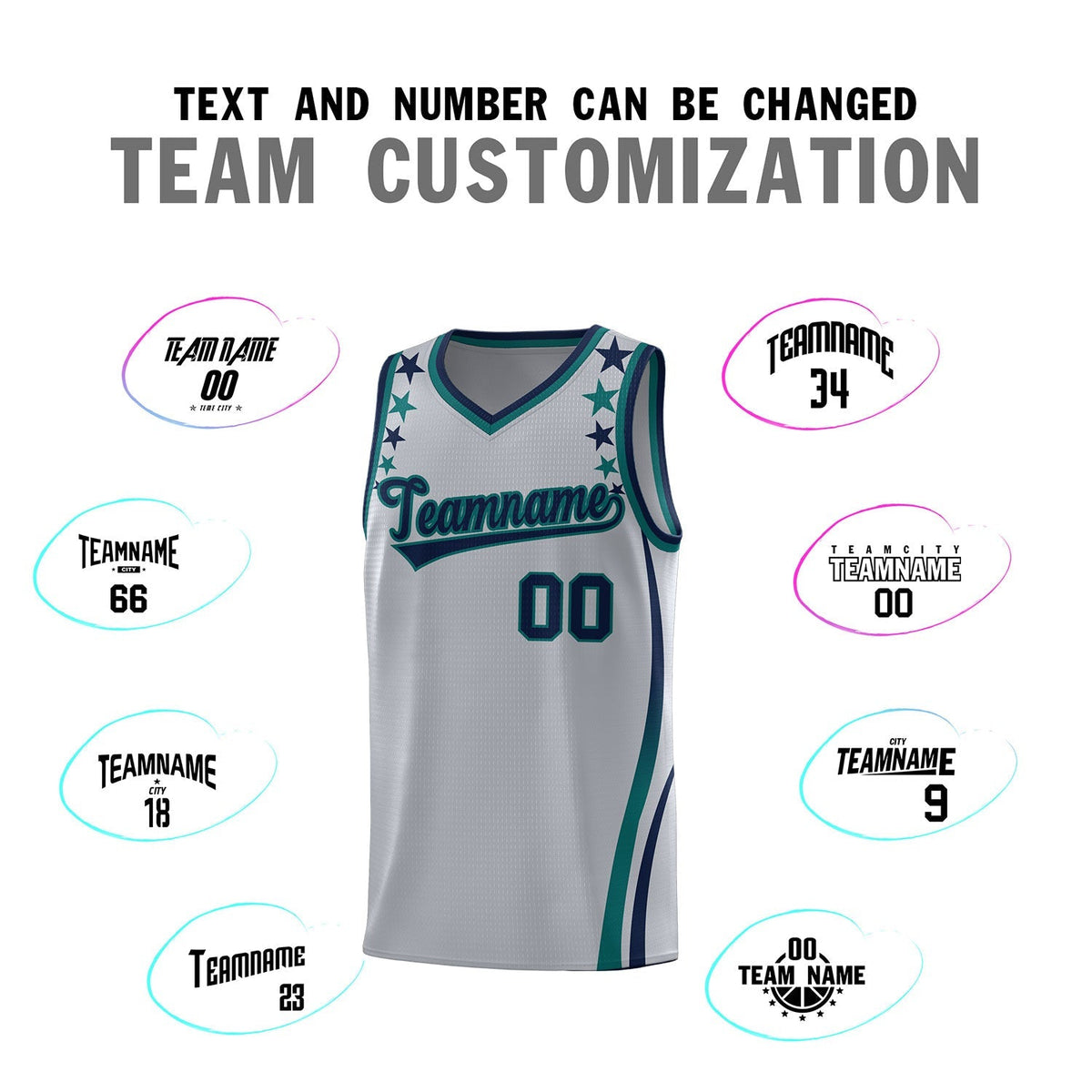 Custom Gray Shoulders Star Pattern Side Color Block Sports Uniform Basketball Jersey|KXKSHOP