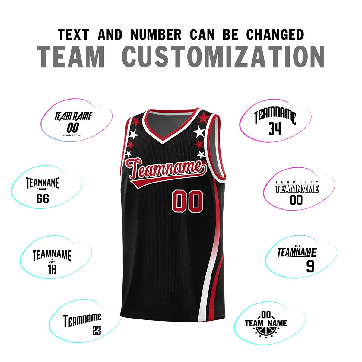 Custom Black Shoulders Star Pattern Side Color Block Sports Uniform Basketball Jersey|KXKSHOP