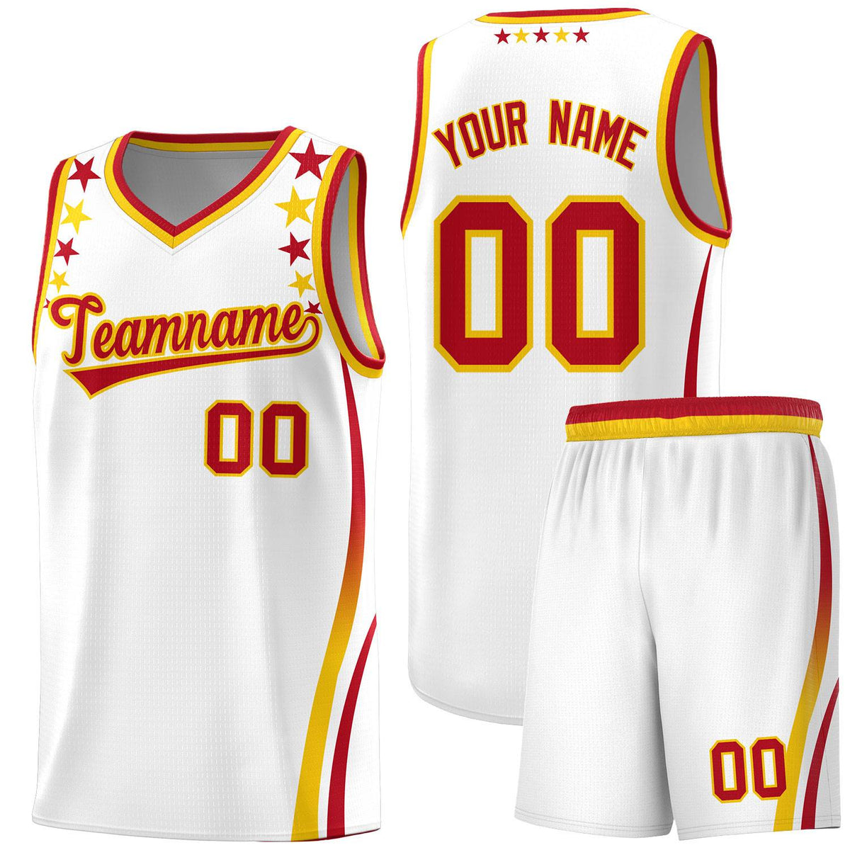 Custom White Shoulders Star Pattern Side Color Block Sports Uniform Basketball Jersey|KXKSHOP