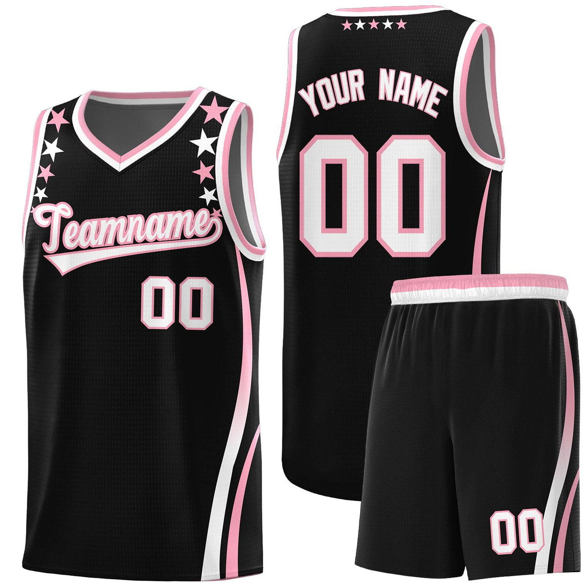 Custom Black Shoulders Star Pattern Side Color Block Sports Uniform Basketball Jersey|KXKSHOP