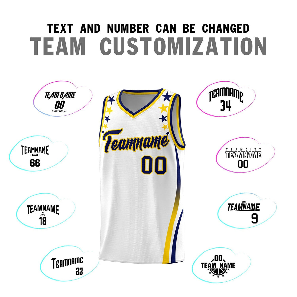 Custom White Shoulders Star Pattern Side Color Block Sports Uniform Basketball Jersey|KXKSHOP