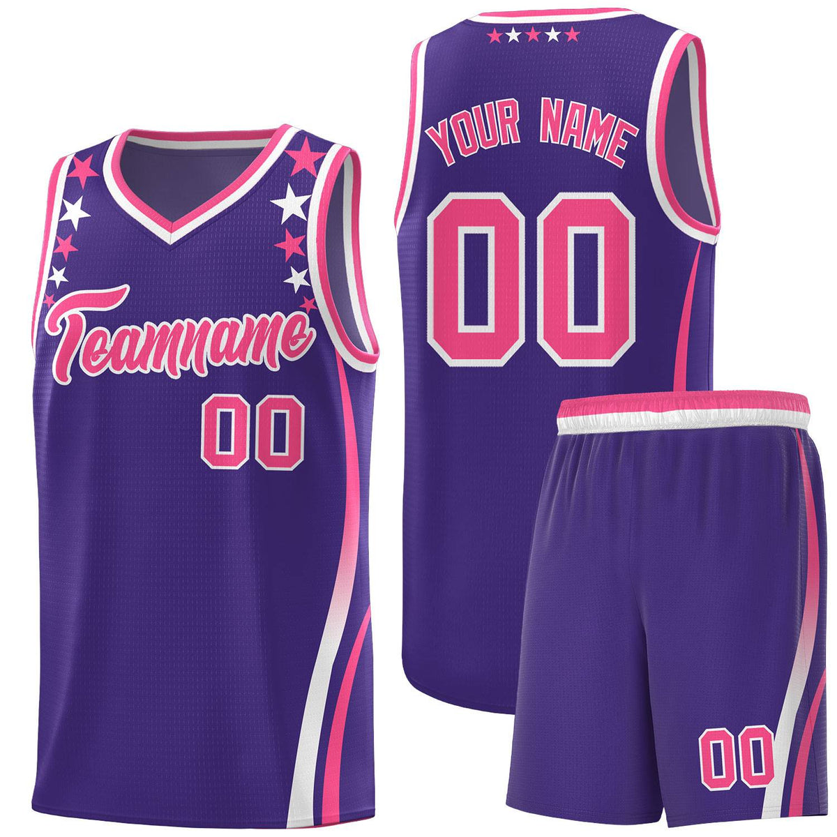 Custom Purple Shoulders Star Pattern Side Color Block Sports Uniform Basketball Jersey|KXKSHOP