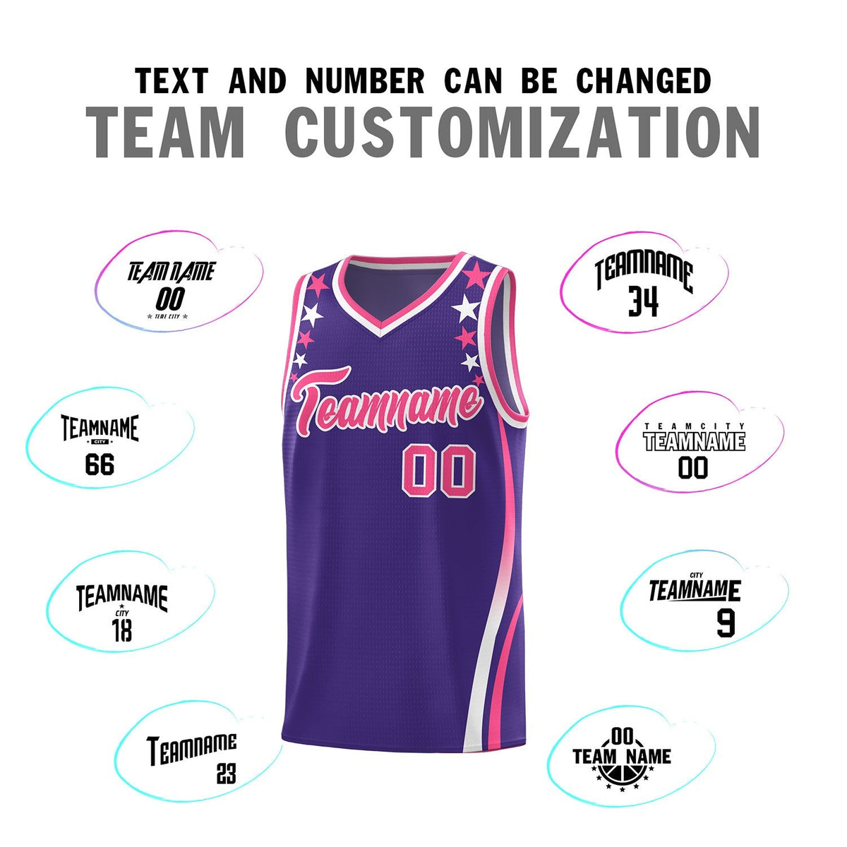 Custom Purple Shoulders Star Pattern Side Color Block Sports Uniform Basketball Jersey|KXKSHOP