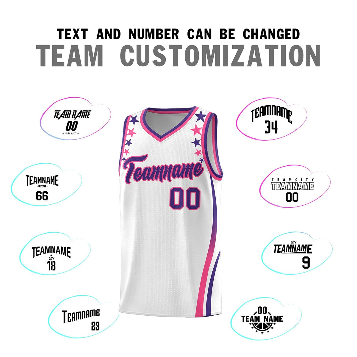 Custom White Shoulders Star Pattern Side Color Block Sports Uniform Basketball Jersey|KXKSHOP
