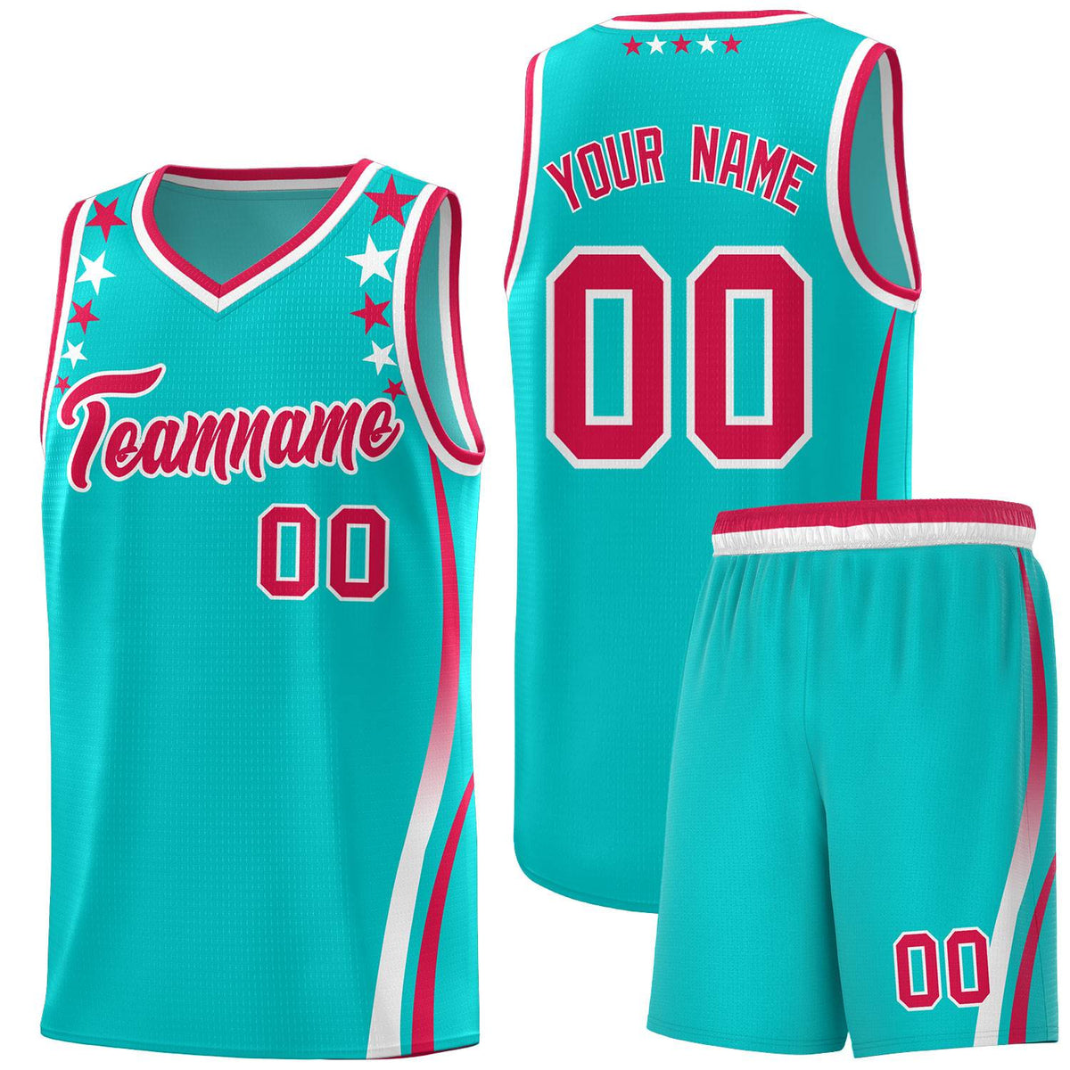 Custom Sky Blue Shoulders Star Pattern Side Color Block Sports Uniform Basketball Jersey|KXKSHOP