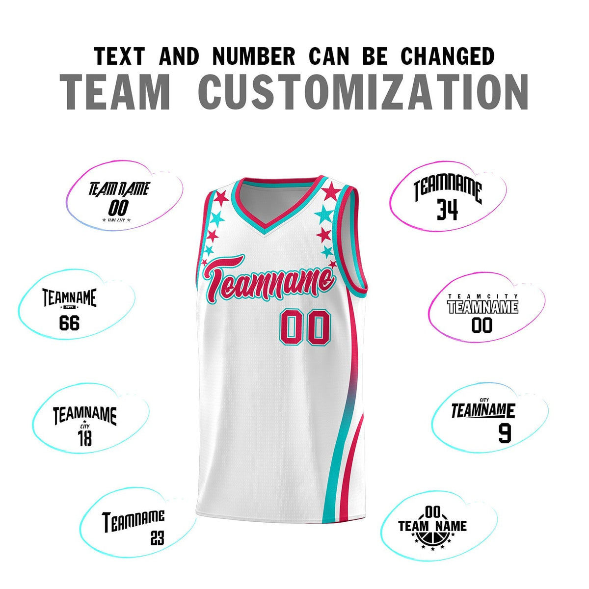 Custom White Shoulders Star Pattern Side Color Block Sports Uniform Basketball Jersey|KXKSHOP