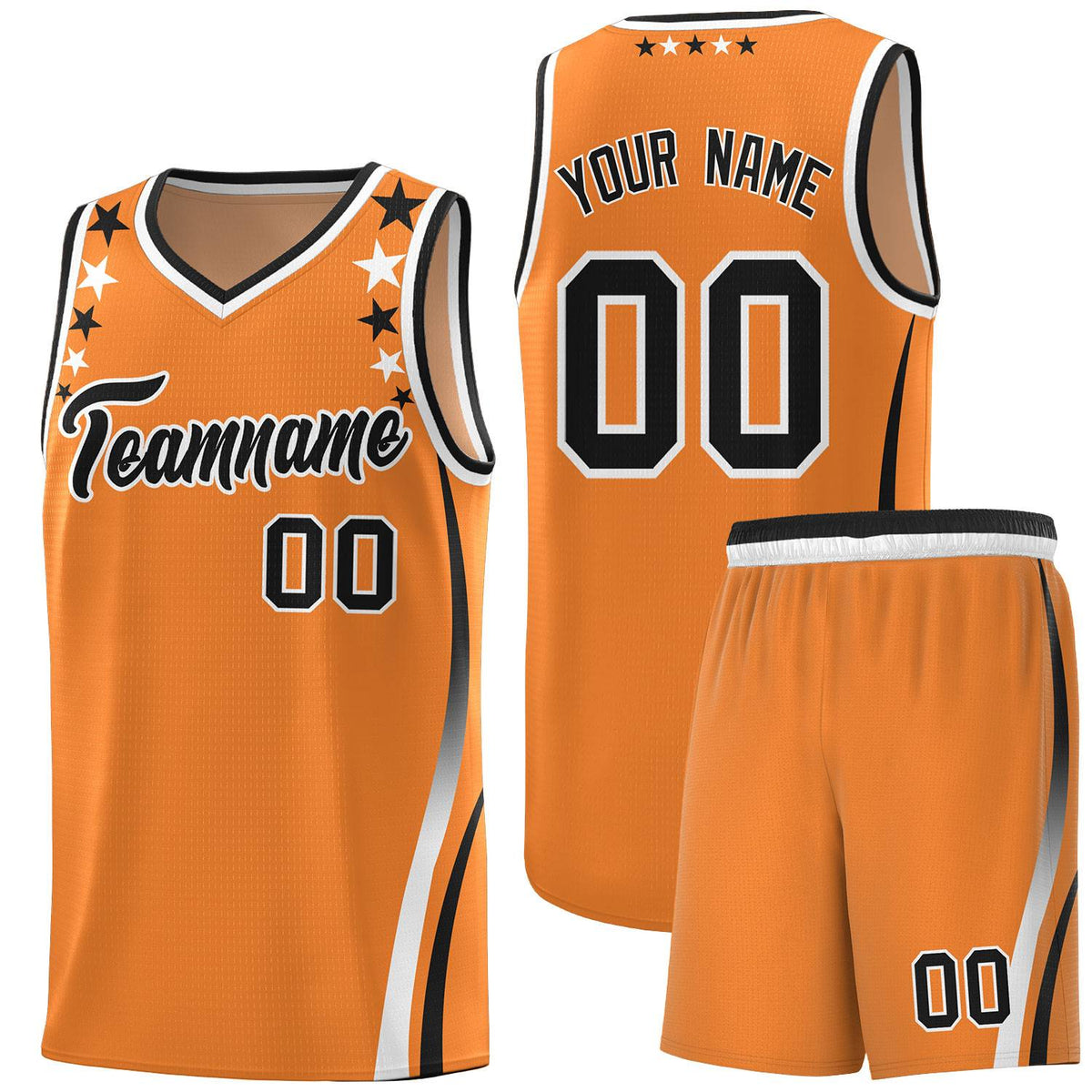 Custom Orange Shoulders Star Pattern Side Color Block Sports Uniform Basketball Jersey|KXKSHOP