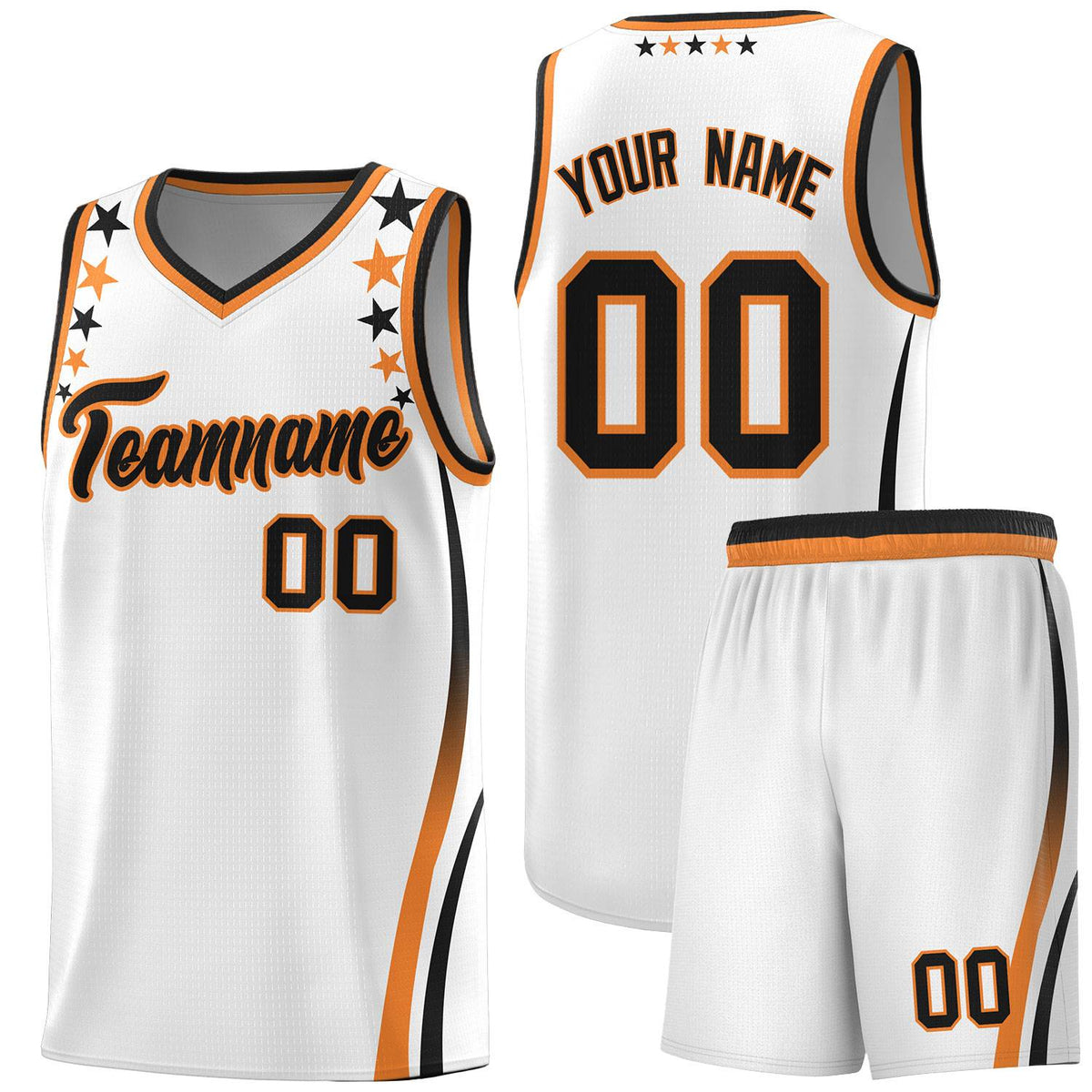 Custom White Shoulders Star Pattern Side Color Block Sports Uniform Basketball Jersey|KXKSHOP