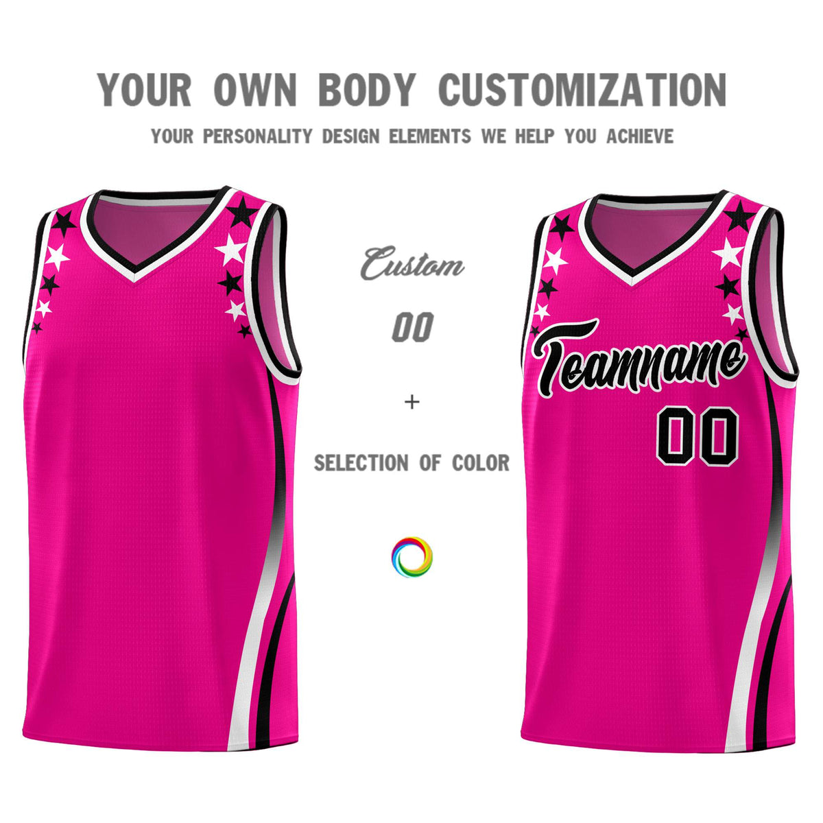 Custom Red Shoulders Star Pattern Side Color Block Sports Uniform Basketball Jersey|KXKSHOP