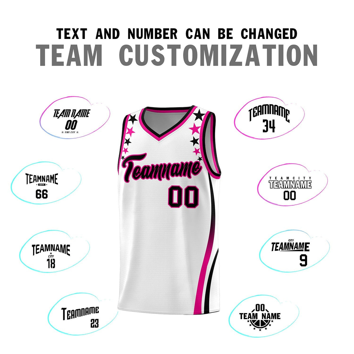 Custom White Shoulders Star Pattern Side Color Block Sports Uniform Basketball Jersey|KXKSHOP