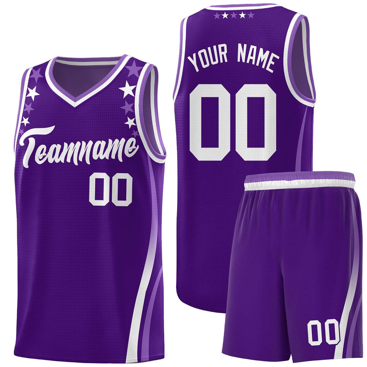 Custom Purple Shoulders Star Pattern Side Color Block Sports Uniform Basketball Jersey|KXKSHOP
