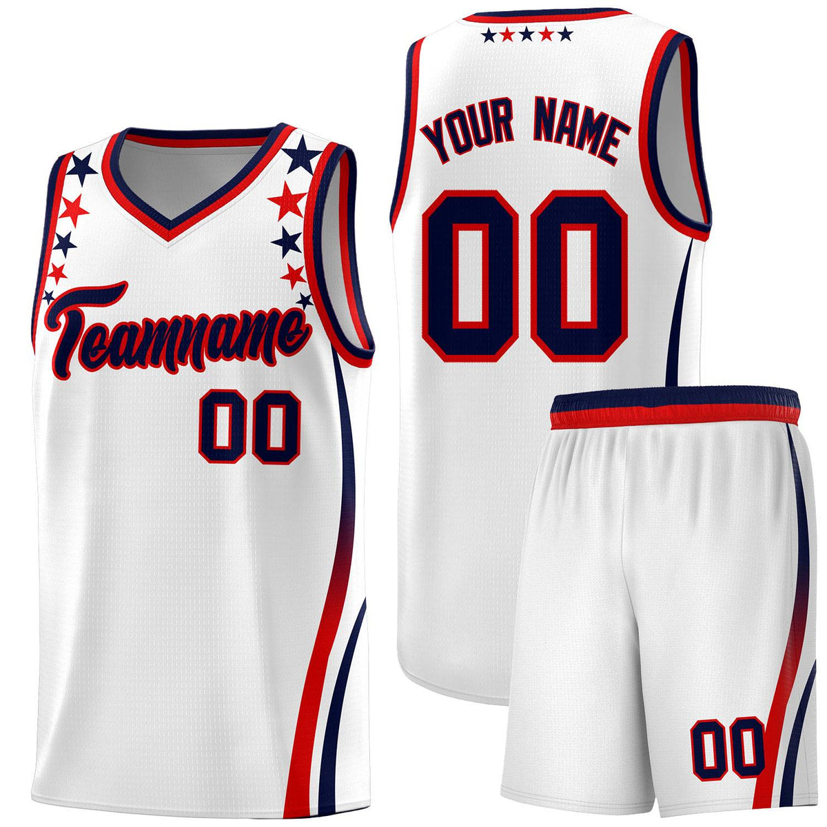 Custom White Shoulders Star Pattern Side Color Block Sports Uniform Basketball Jersey|KXKSHOP