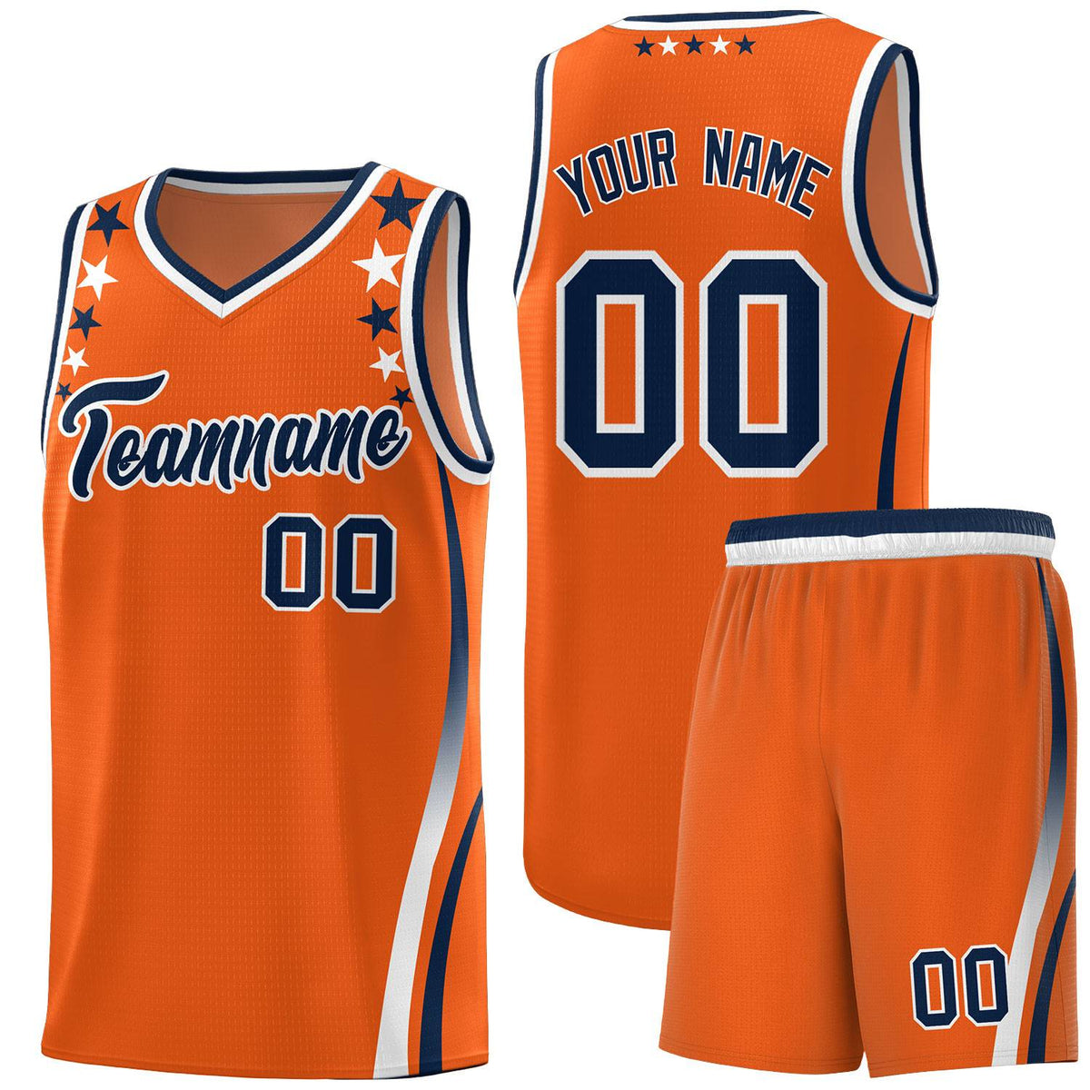 Custom Orange Shoulders Star Pattern Side Color Block Sports Uniform Basketball Jersey|KXKSHOP