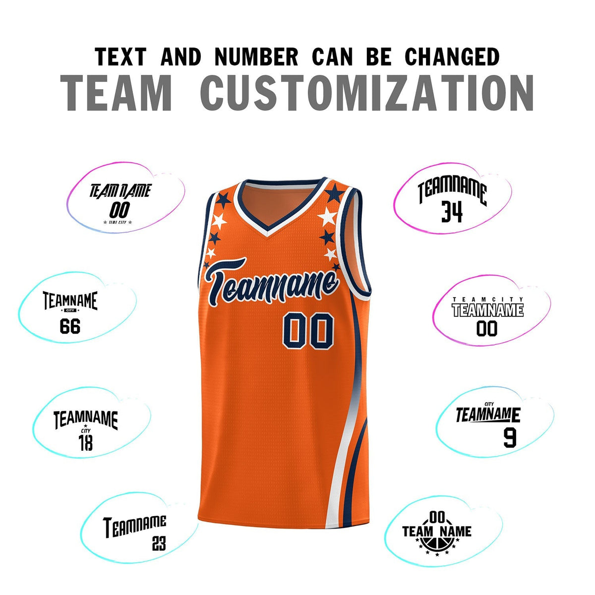 Custom Orange Shoulders Star Pattern Side Color Block Sports Uniform Basketball Jersey|KXKSHOP