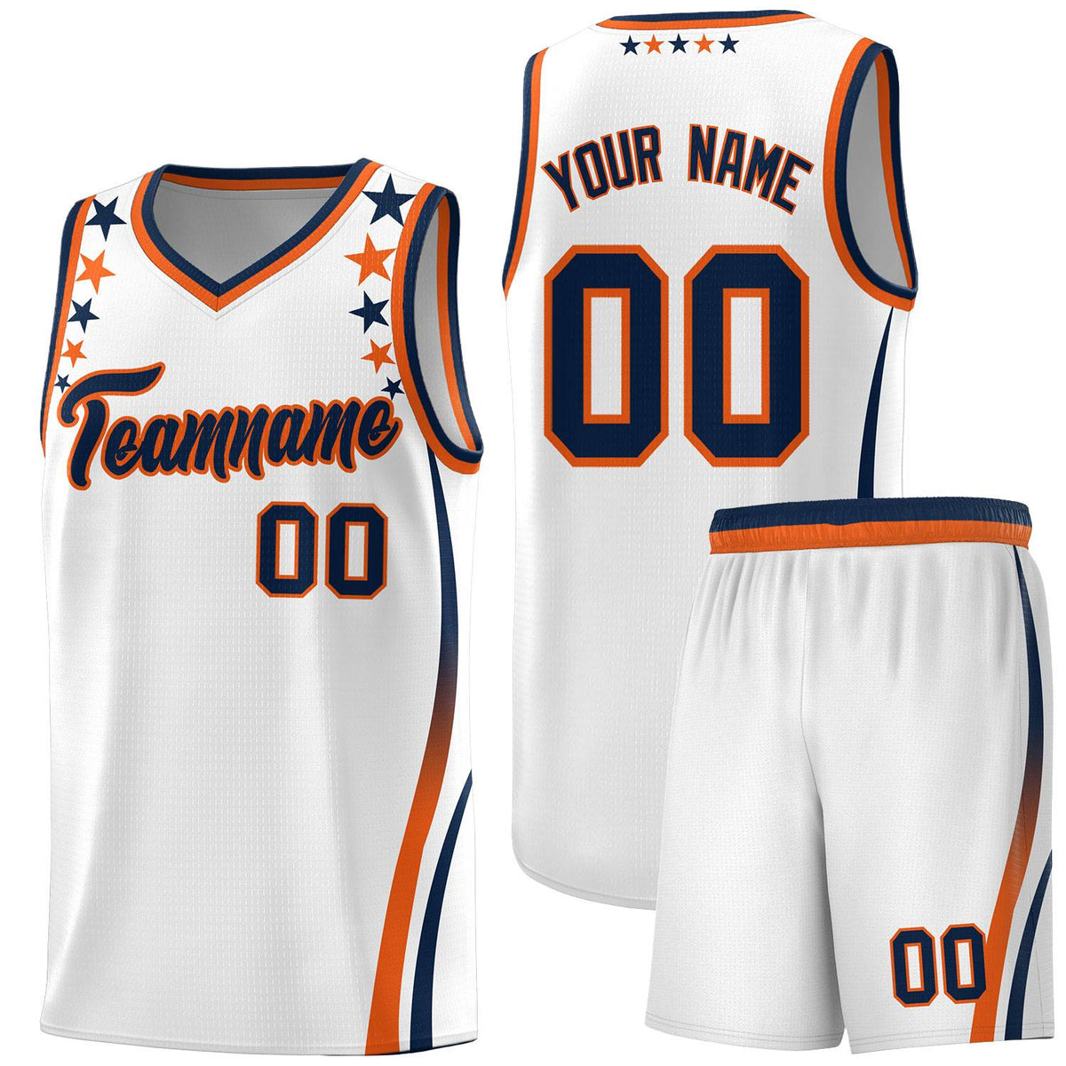 Custom White Shoulders Star Pattern Side Color Block Sports Uniform Basketball Jersey|KXKSHOP