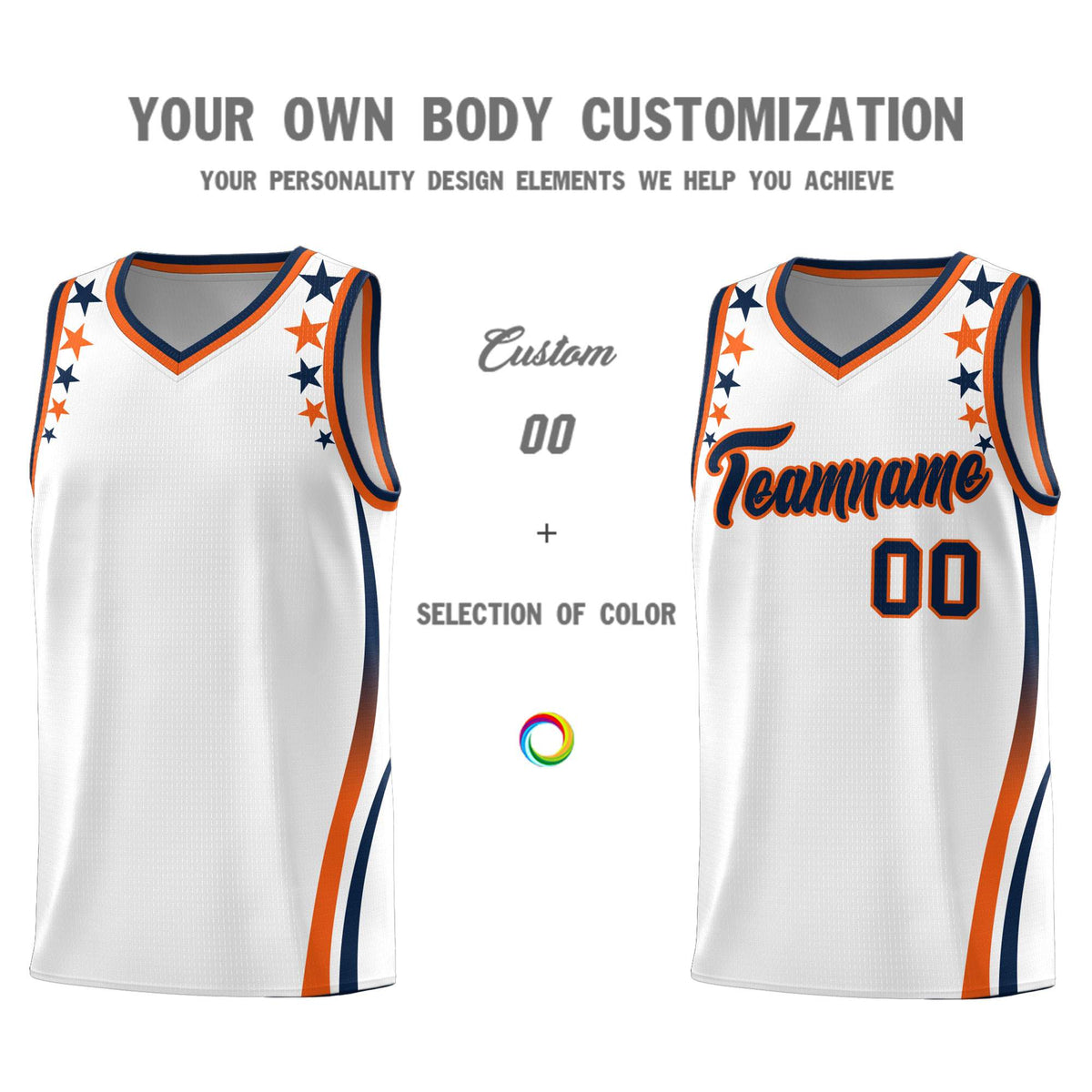 Custom White Shoulders Star Pattern Side Color Block Sports Uniform Basketball Jersey|KXKSHOP
