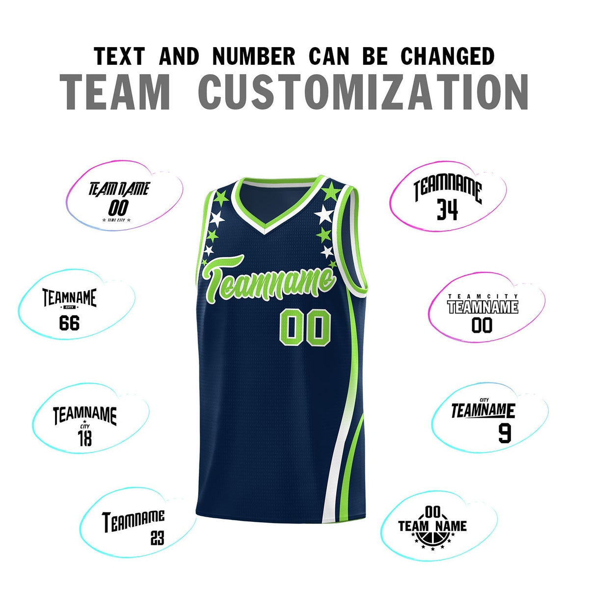 Custom Navy Shoulders Star Pattern Side Color Block Sports Uniform Basketball Jersey|KXKSHOP