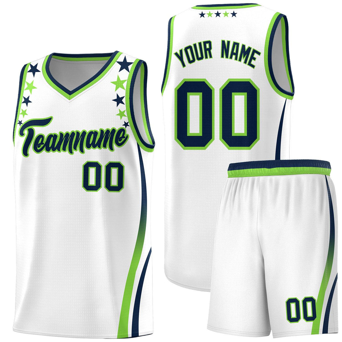 Custom White Shoulders Star Pattern Side Color Block Sports Uniform Basketball Jersey|KXKSHOP