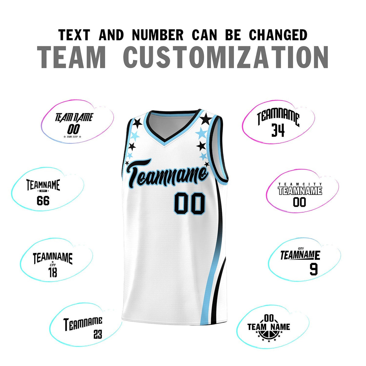 Custom White Shoulders Star Pattern Side Color Block Sports Uniform Basketball Jersey|KXKSHOP