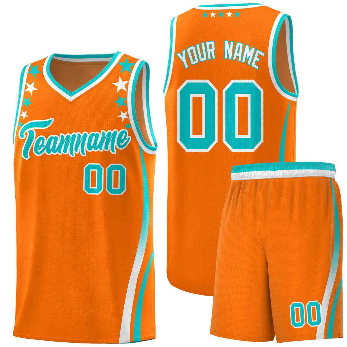 Custom Orange Shoulders Star Pattern Side Color Block Sports Uniform Basketball Jersey|KXKSHOP